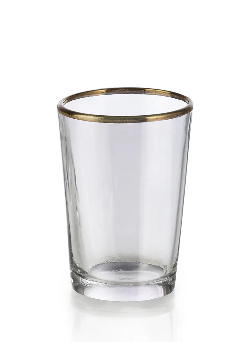 3.5in Tall Tapered Glass Votive Holder With Gold Rim