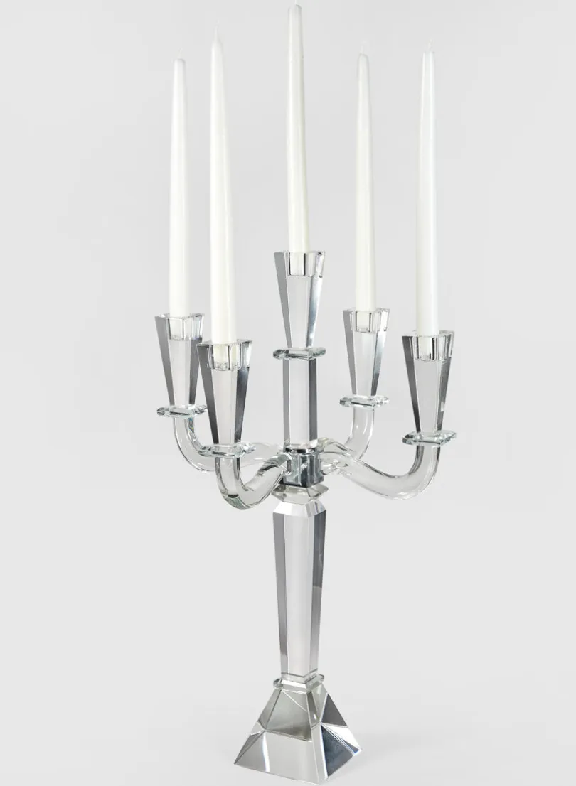 21in Tall Tapered Rectangle Crystal Candelabra