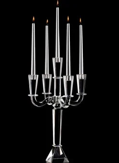 21in Tall Tapered Rectangle Crystal Candelabra