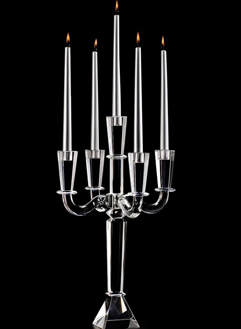 21in Tall Tapered Rectangle Crystal Candelabra
