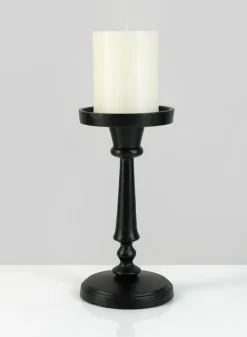 8.75in Tall Targaryen Black Metal Pillar Holder