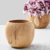 5.5in Tall Teak Fishbowl Wood Vase