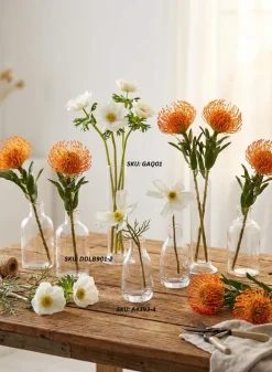 3.5in Tall Tiny Bottle Bud Glass Vase, Set of 4