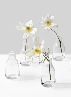 3.5in Tall Tiny Bottle Bud Glass Vase, Set of 4
