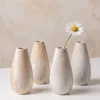 5in Tall Travertine Look Ceramic Bud Vase, Set of 4