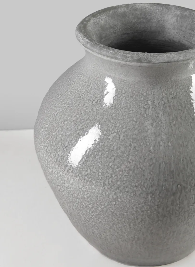 10.5in Tall Trino Speckled Gray Ceramic Vase