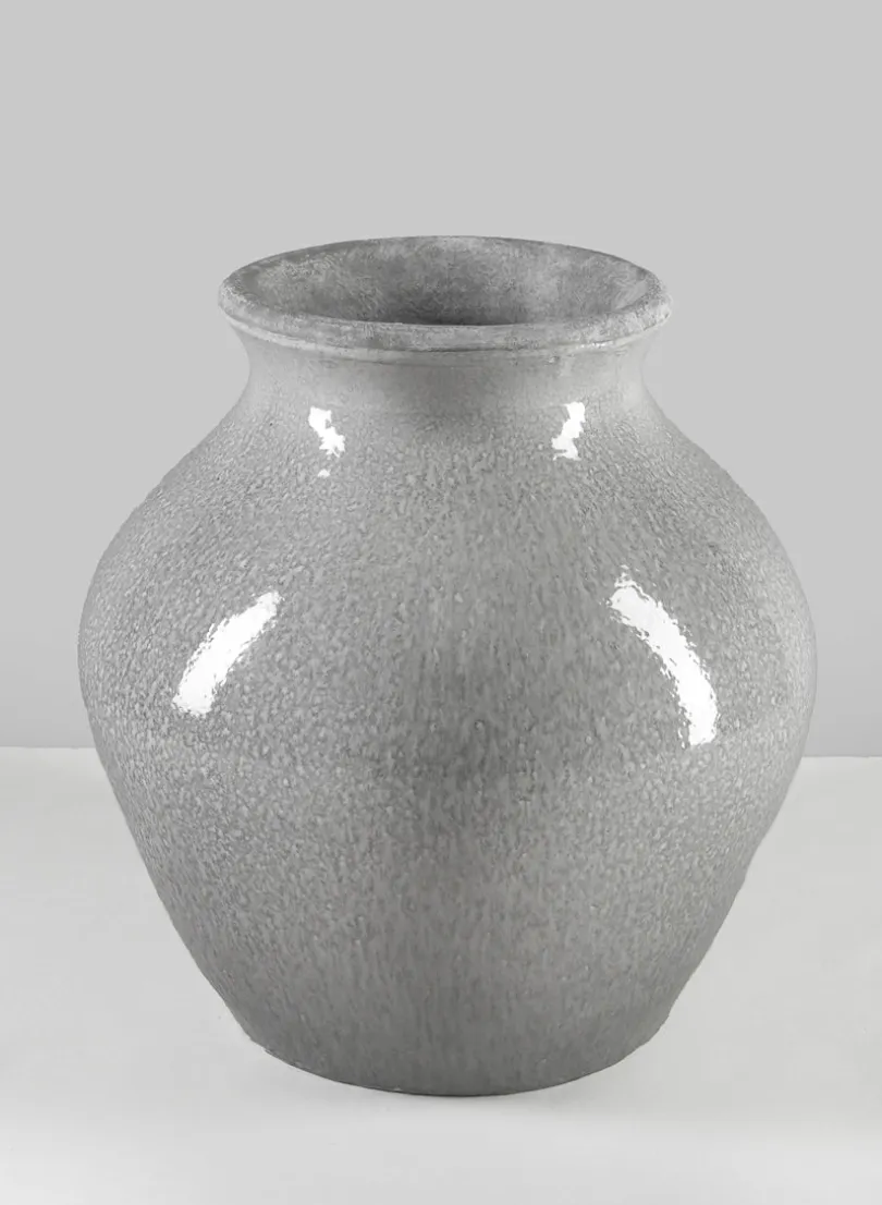 10.5in Tall Trino Speckled Gray Ceramic Vase