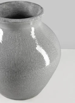 10.5in Tall Trino Speckled Gray Ceramic Vase