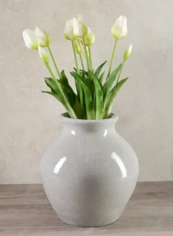10.5in Tall Trino Speckled Gray Ceramic Vase