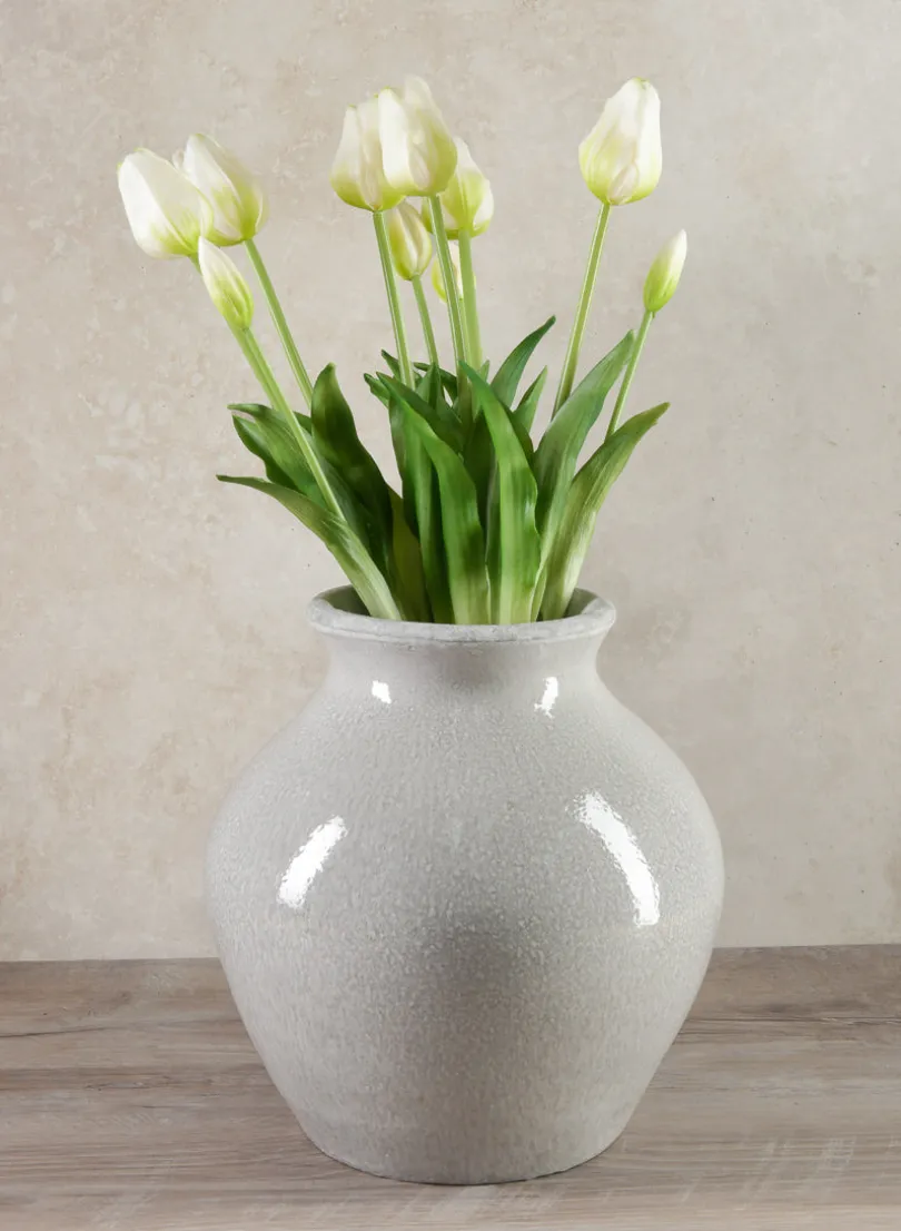 10.5in Tall Trino Speckled Gray Ceramic Vase