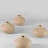 4in Tall Tsubaki Natural Wood Look Ceramic Bud Vase, Set of 4