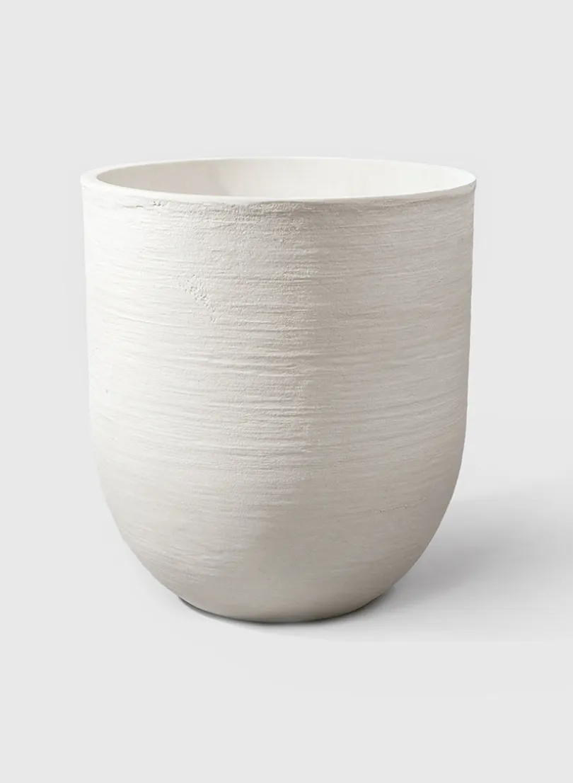 18 1/4in Tall Tulum Sand Fiber Round White Pot