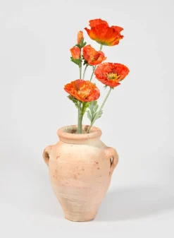 7.5in Tall Tunisian Handmade Crete Urn with Handles