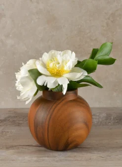 6in Tall Ume Dark Walnut Look Ceramic Vase