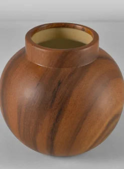 6in Tall Ume Dark Walnut Look Ceramic Vase