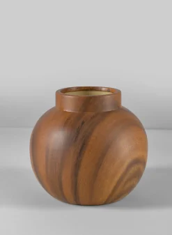 6in Tall Ume Dark Walnut Look Ceramic Vase