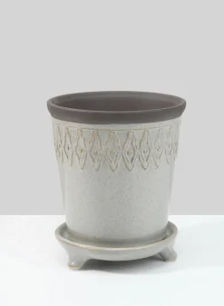 6in Tall Veracruz Aztec Ceramic Pot with Saucer
