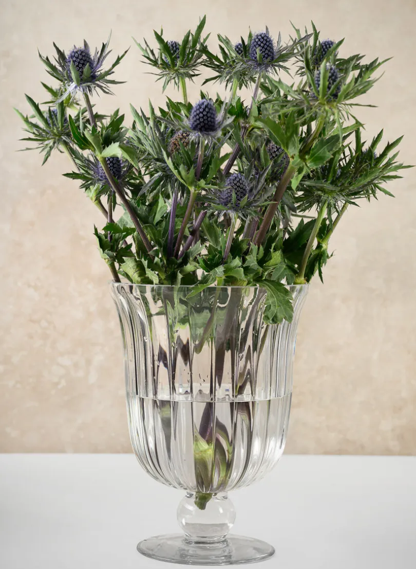 8.5in Tall Versailles Pleated Glass Urn