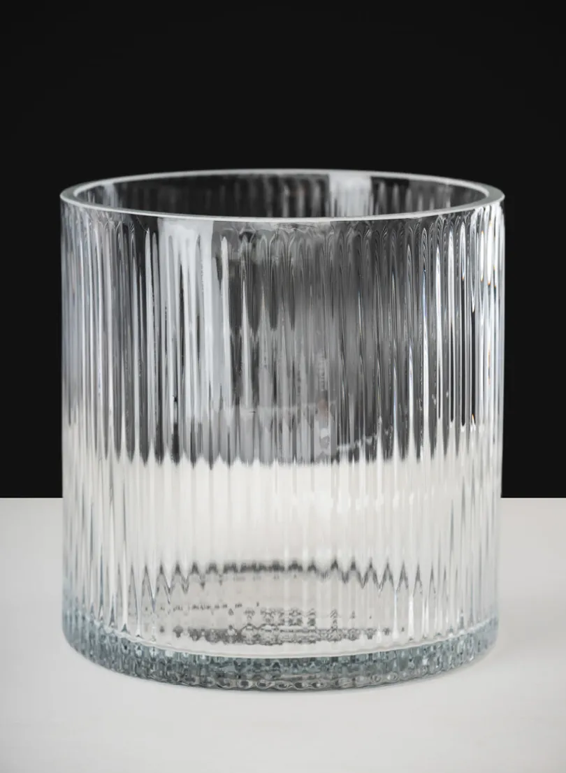 6in Tall Vienna Pleated Glass Cylinder