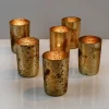 3 ¼in Tall Vintage Bronze & Silver Glass Votive, Set of 6