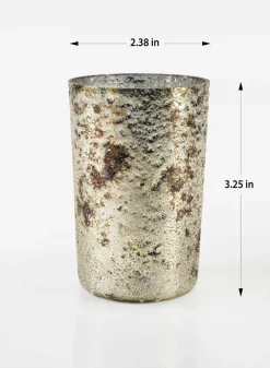 3 ¼in Tall Vintage Bronze & Silver Glass Votive, Set of 6