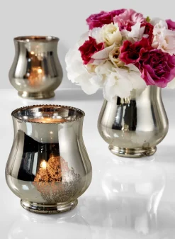 4.5in Tall Vintage Mercury Glass Hurricane