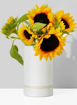 7in Tall White Ceramic Cylinder Vase
