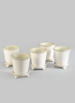 3.5in Tall White Ceramic Pot & Saucer, Mini, Set of 6
