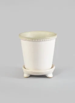 3.5in Tall White Ceramic Pot & Saucer, Mini, Set of 6