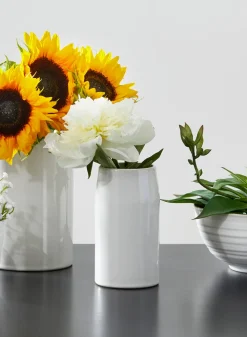 5.5in Tall White Ceramic Potter's Vase