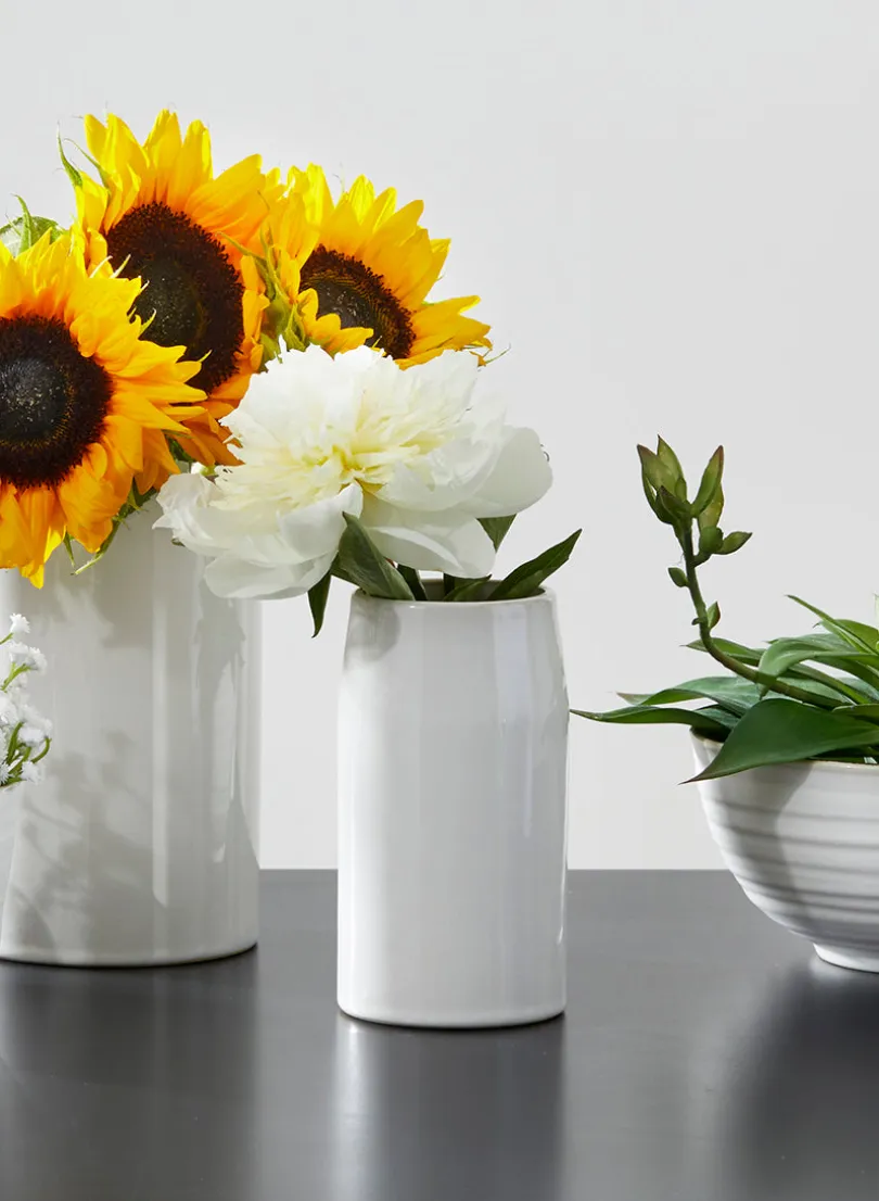 5.5in Tall White Ceramic Potter's Vase