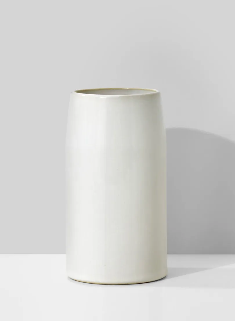 5.5in Tall White Ceramic Potter's Vase
