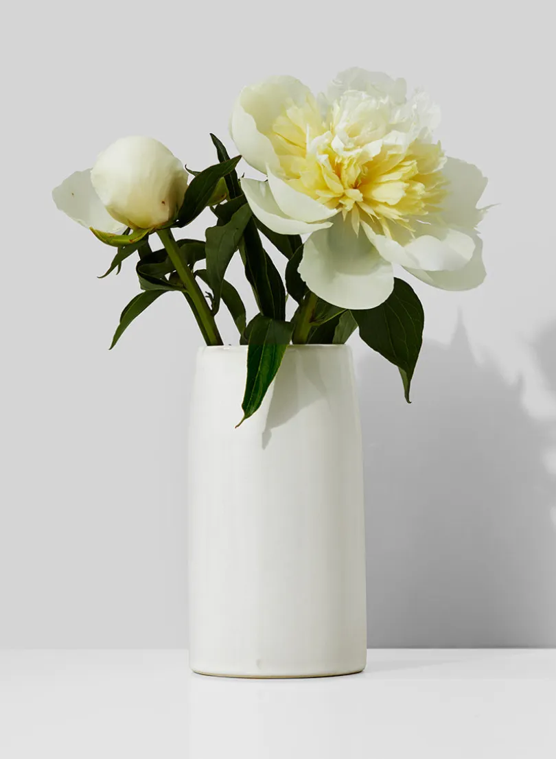 5.5in Tall White Ceramic Potter's Vase