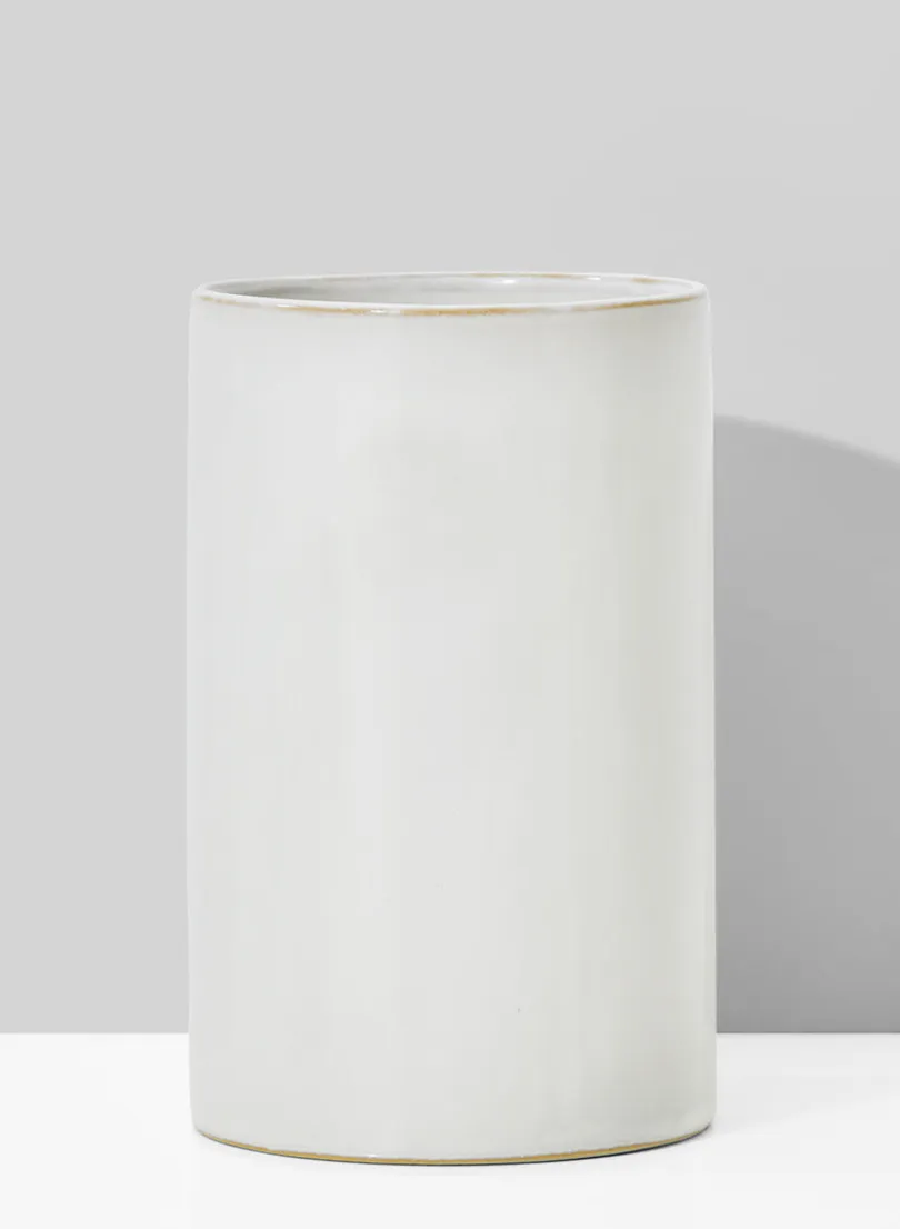 6.5in Tall White Ceramic Vase