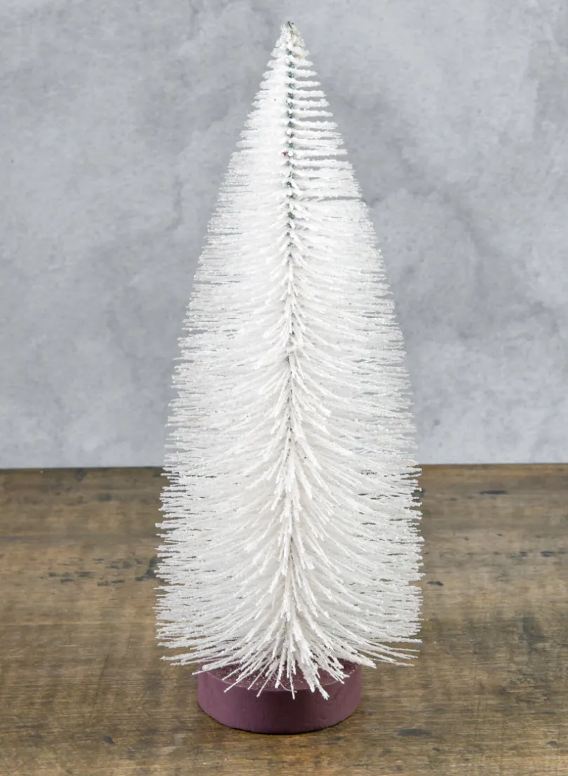 10in Tall White Glittered Tabletop Christmas Tree, Case of 12