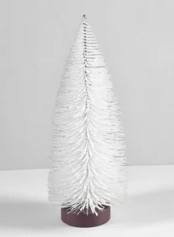 10in Tall White Glittered Tabletop Christmas Tree, Case of 12