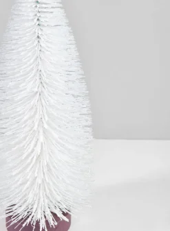 10in Tall White Glittered Tabletop Christmas Tree, Case of 12