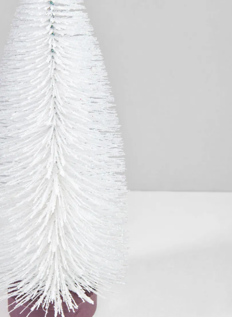 10in Tall White Glittered Tabletop Christmas Tree, Case of 12