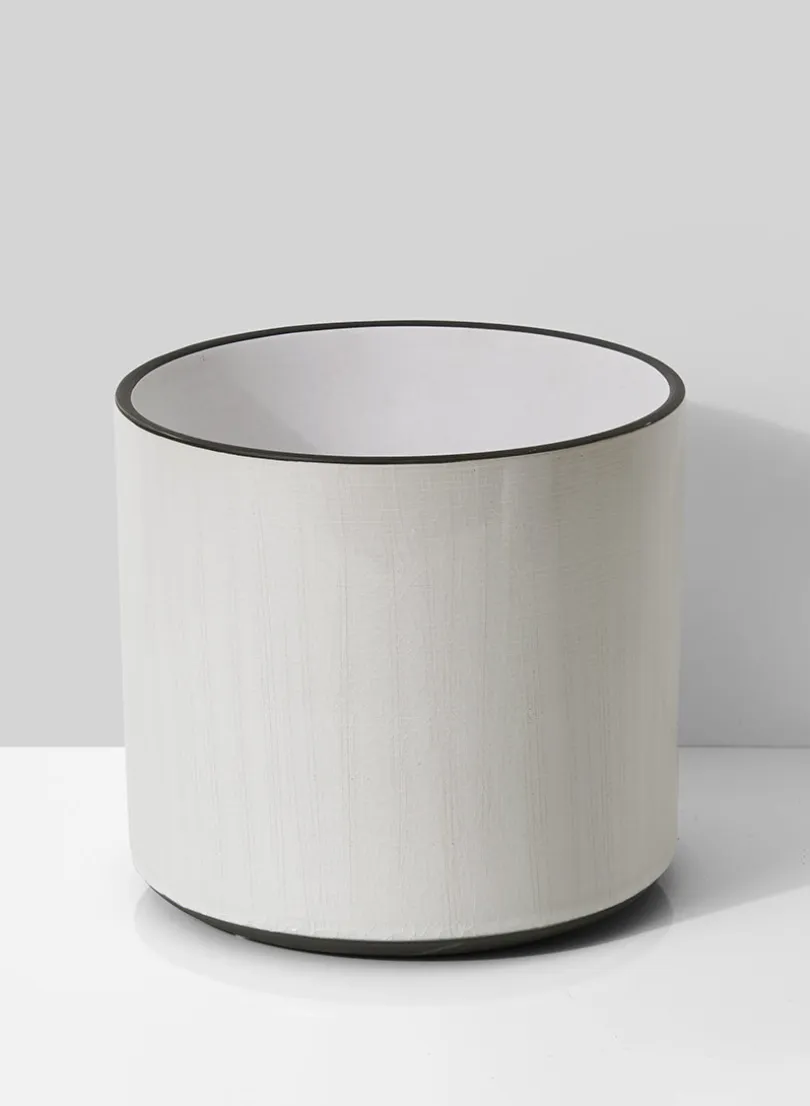 7.25in Tall White Linen Ceramic Cylinder Vase