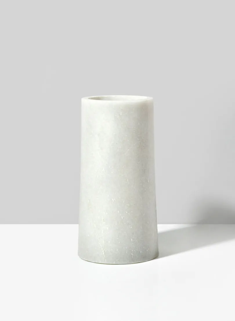 7.25in Tall White Marble Tuscan Column Vase