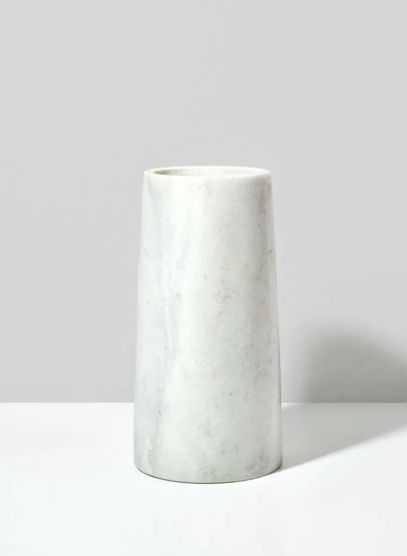 10in Tall White Marble Tuscan Column Vase