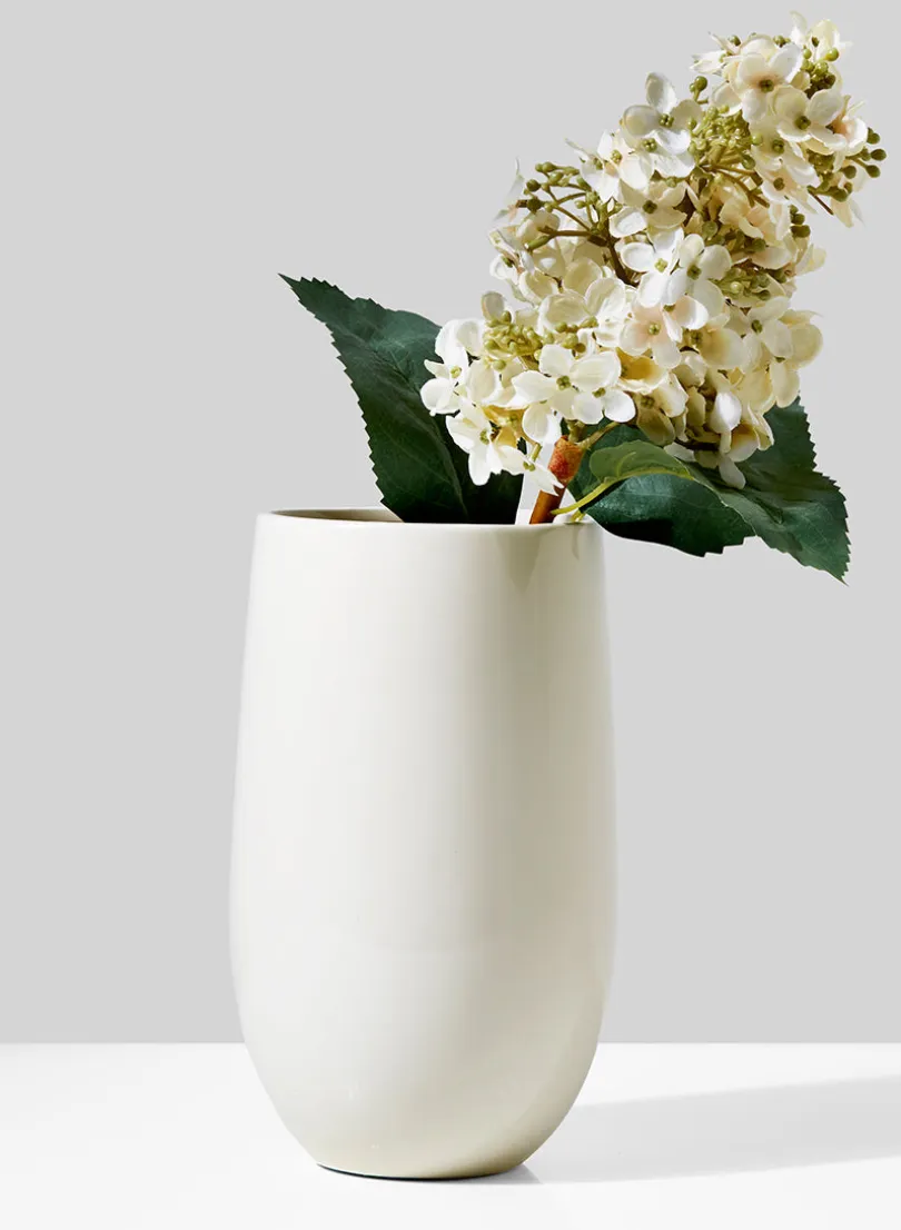 9in Tall White Porcelain U Ceramic Vase