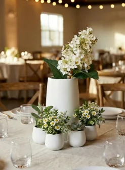 9in Tall White Porcelain U Ceramic Vase