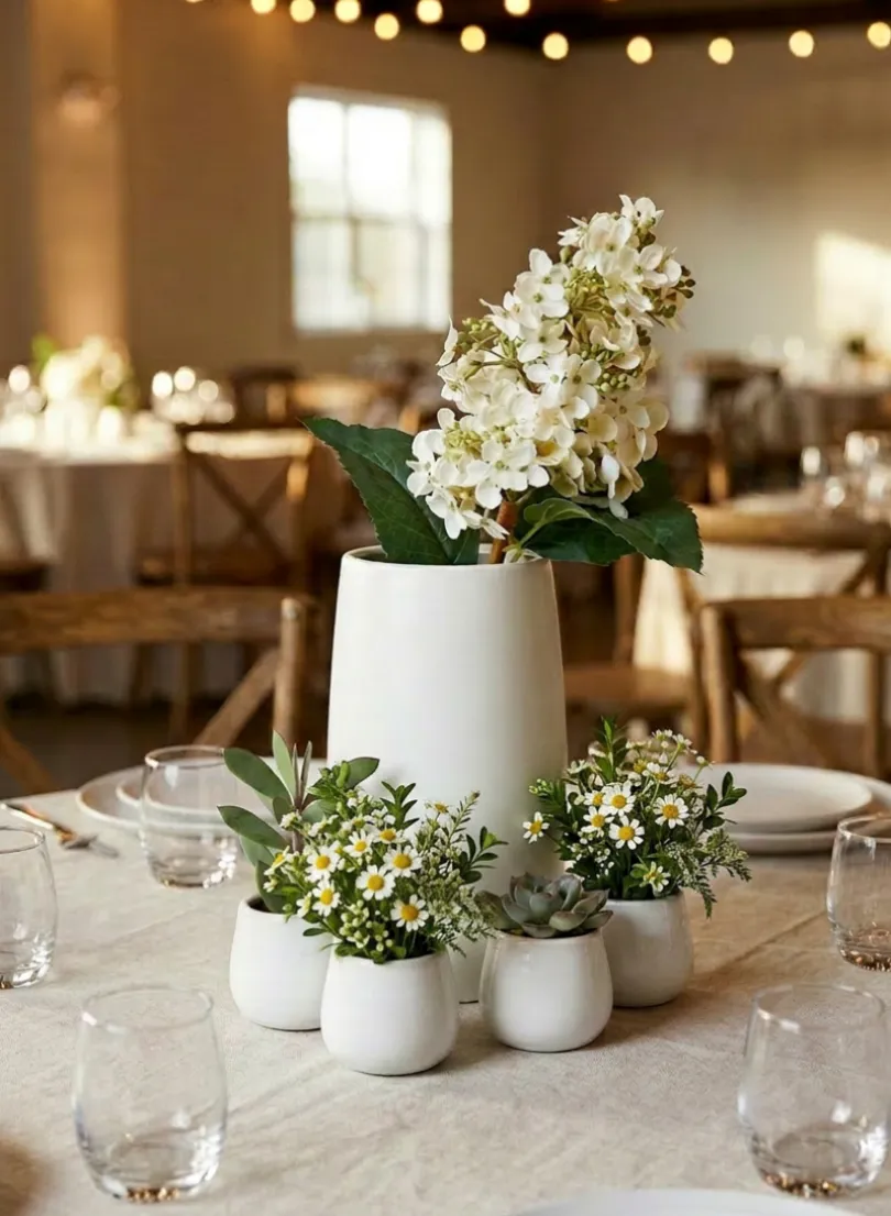 9in Tall White Porcelain U Ceramic Vase