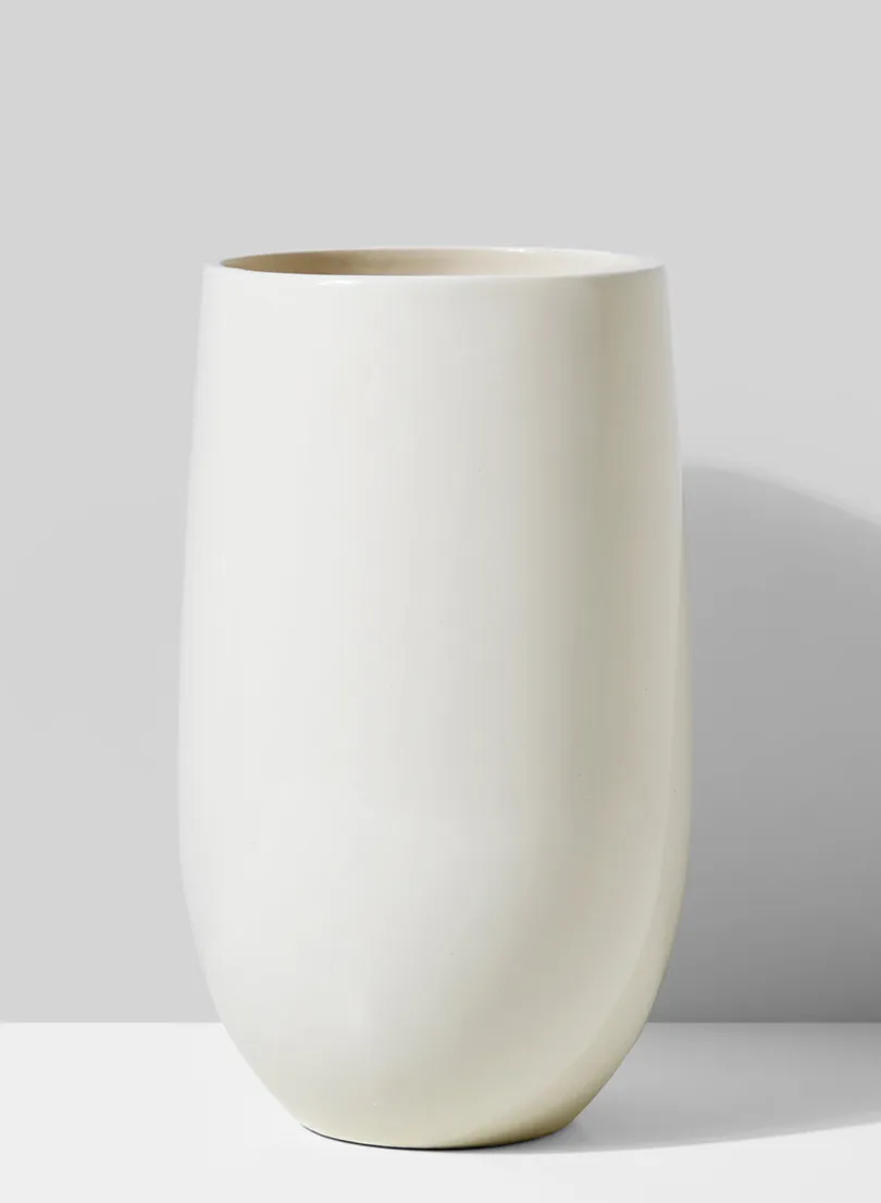 9in Tall White Porcelain U Ceramic Vase