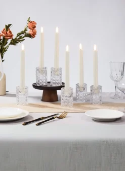 9in Tall White Taper Candles with Remote, Set of 6