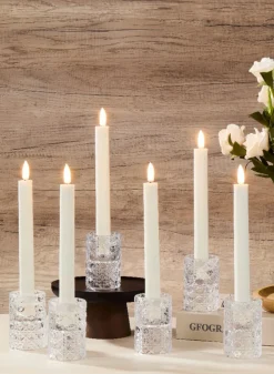 9in Tall White Taper Candles with Remote, Set of 6