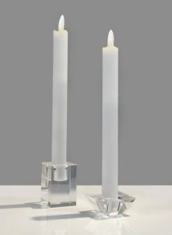 9in Tall Willow L.E.D. Flame Wax Taper Candle, Set of 2