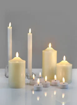 9in Tall Willow L.E.D. Flame Wax Taper Candle, Set of 2