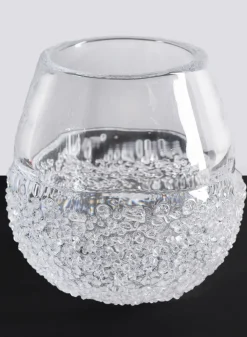 6.25in Tall Winterthur Ice Look Hand Blown Crystal Glass Vase